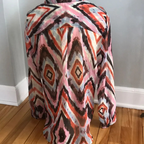 Olive & Oak sheer multi/color blouse, medium - Picture 4 of 4